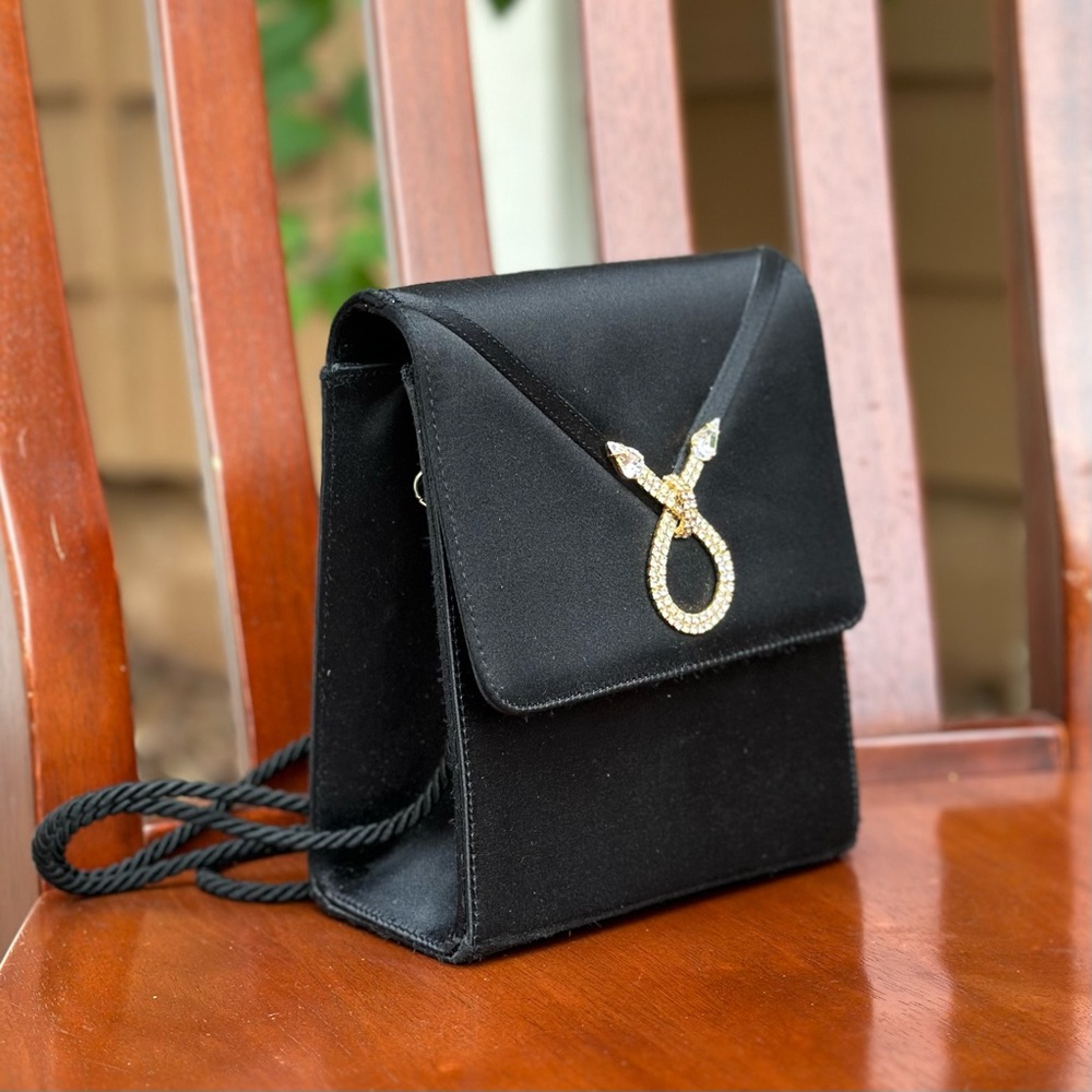 Bally Satin Evening Bag with Crystal Detail